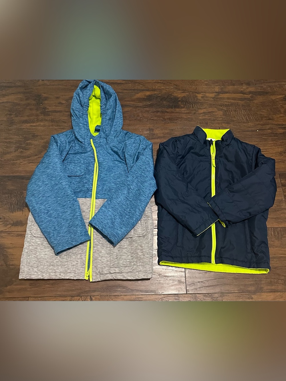 Swiss Tech Kids Reversible-Style Jackets in Blue, Navy & Neon Yellow size 5T